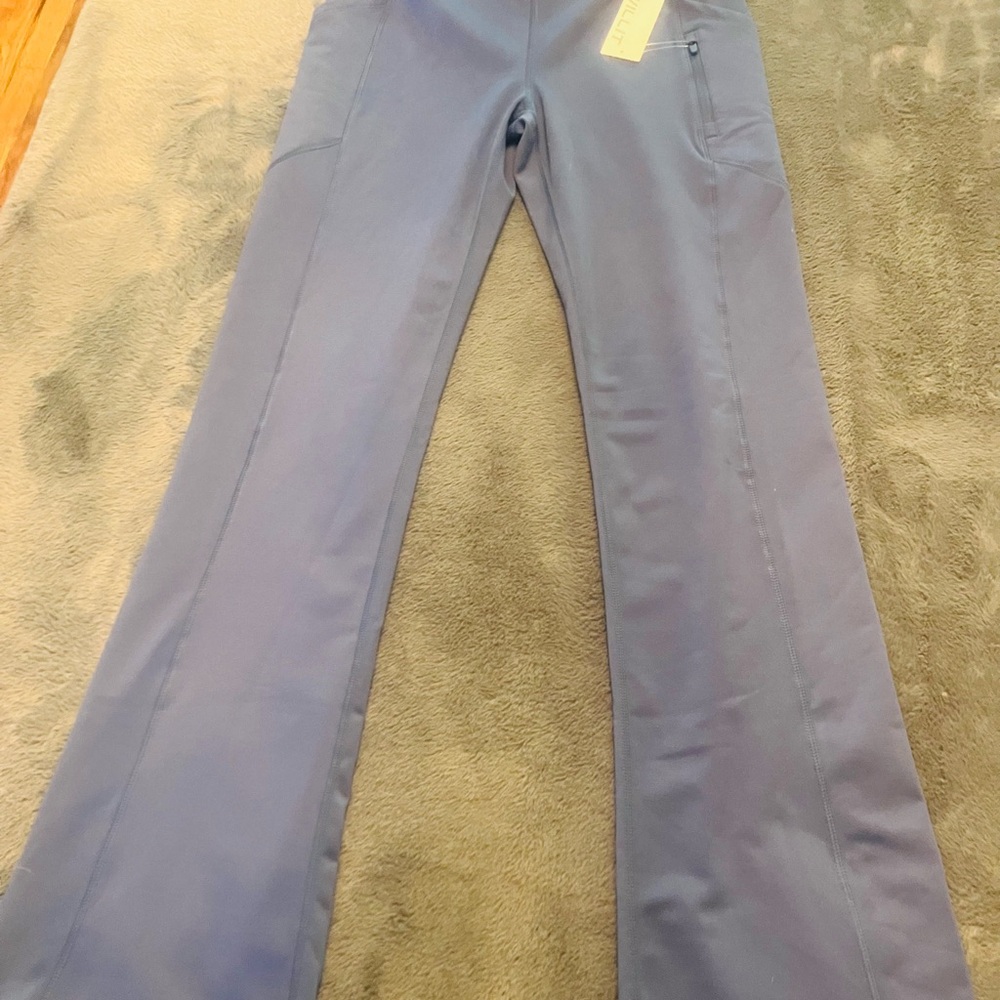Women's Blue Boot Cut Pants 6 pockets workout NWT